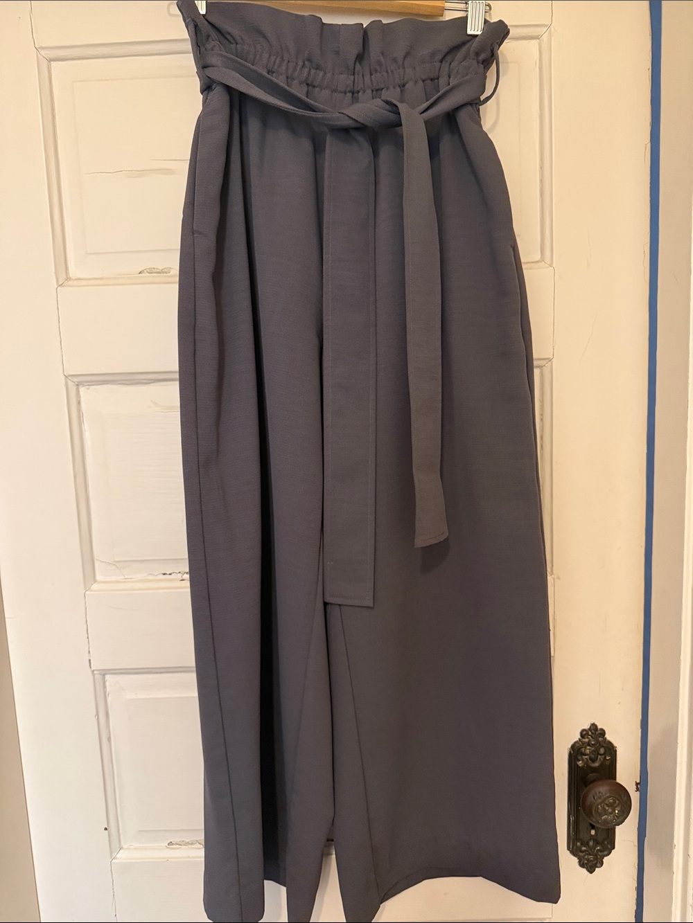 Simons Slate Gray Paperbag-Waist Maxi Skirt